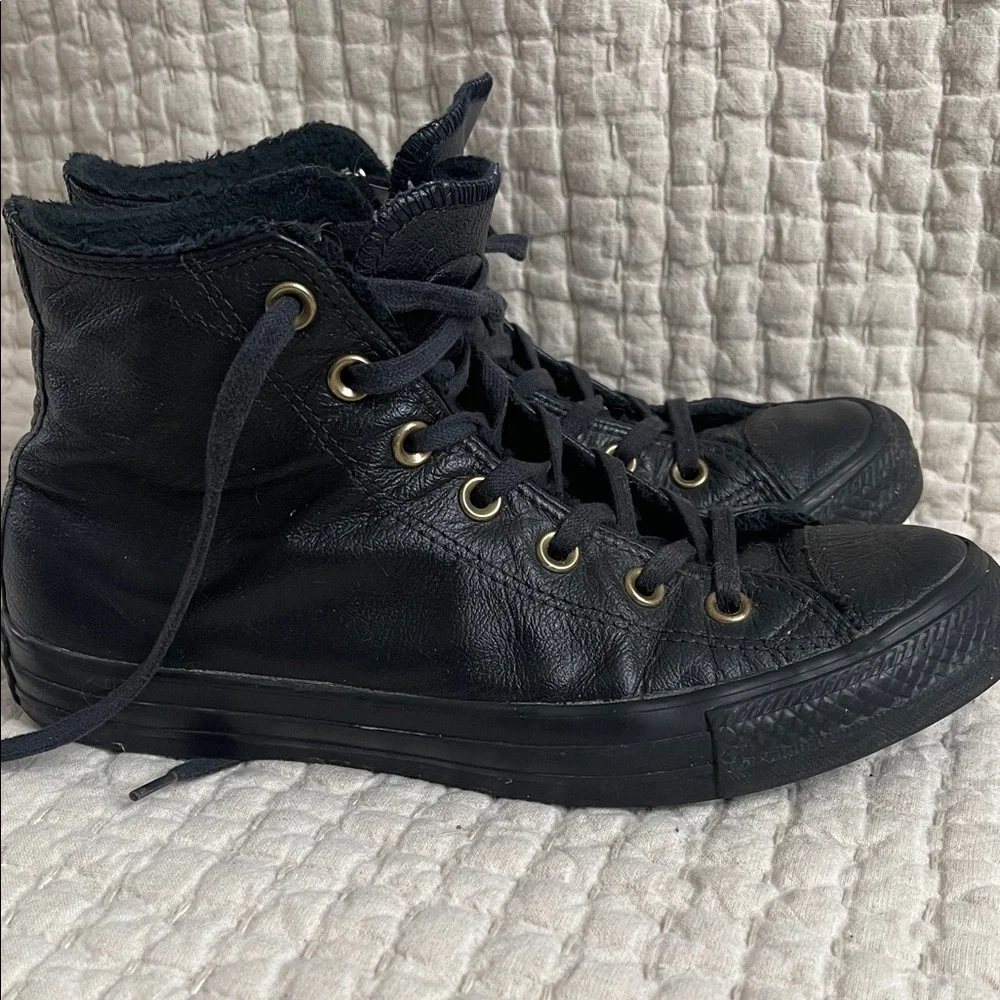 Black leather Converse High-top Women’s 8 - Picture 5 of 8